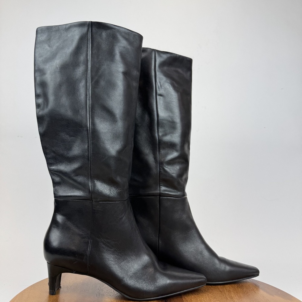 Womens Steve Madden Dagne Leather Knee High Black Heeled‎ Boots Size 8 M GUC